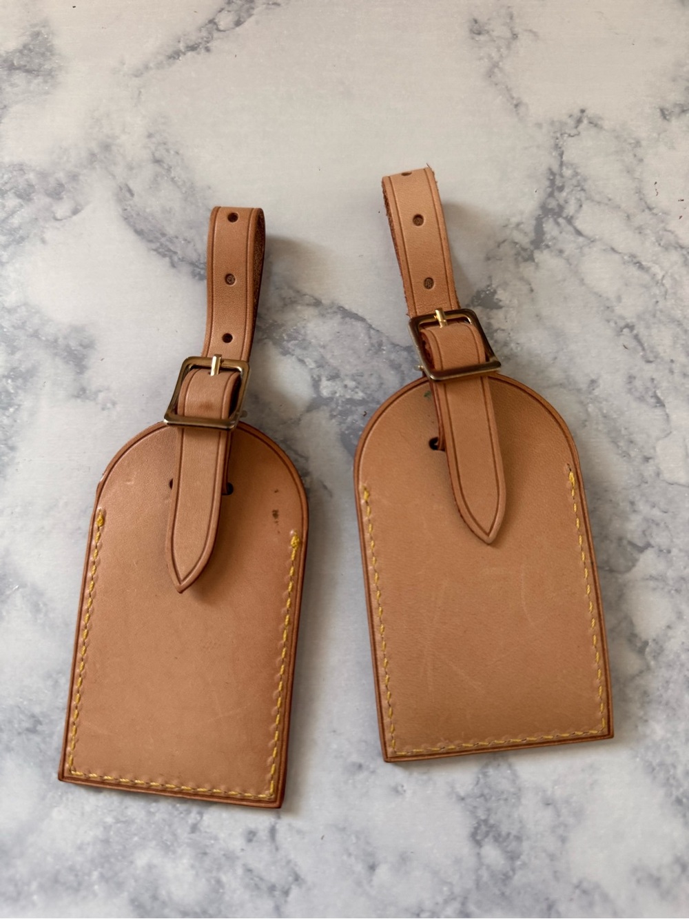 Louis Vuitton Tan Leather Luggage Tags - Pair - Picture 2 of 3